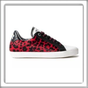 Zadig & Voltaire Red Leopard Print Sneakers Red Black Size IT 38, US 7